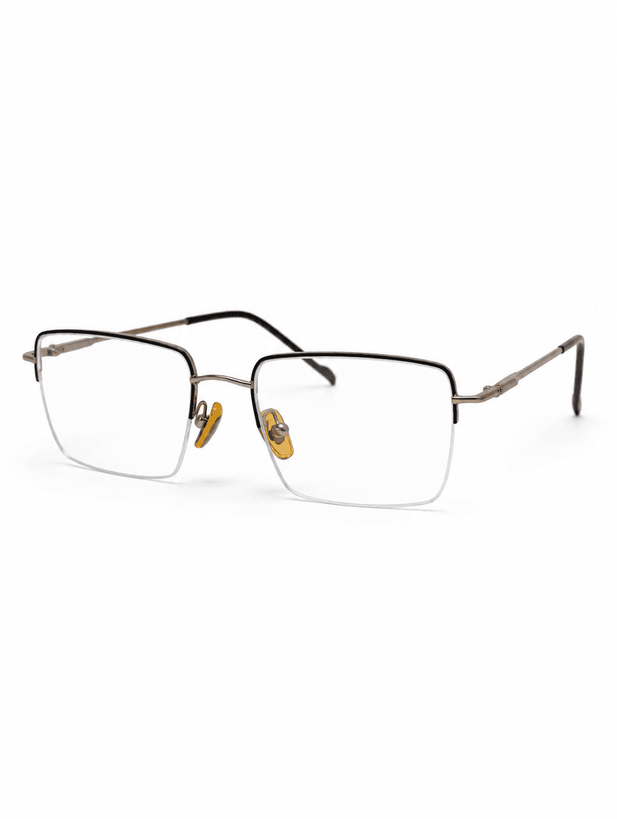 Titanio Rectangular Black Eyeglasses - Studio Hero Shot