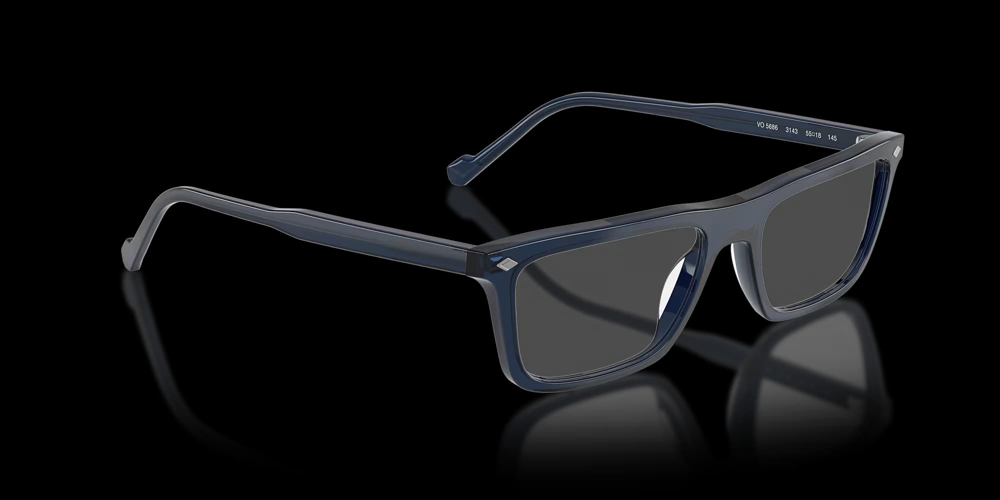VO5686 – Transparent Blue Rectangle Eyeglasses - side view