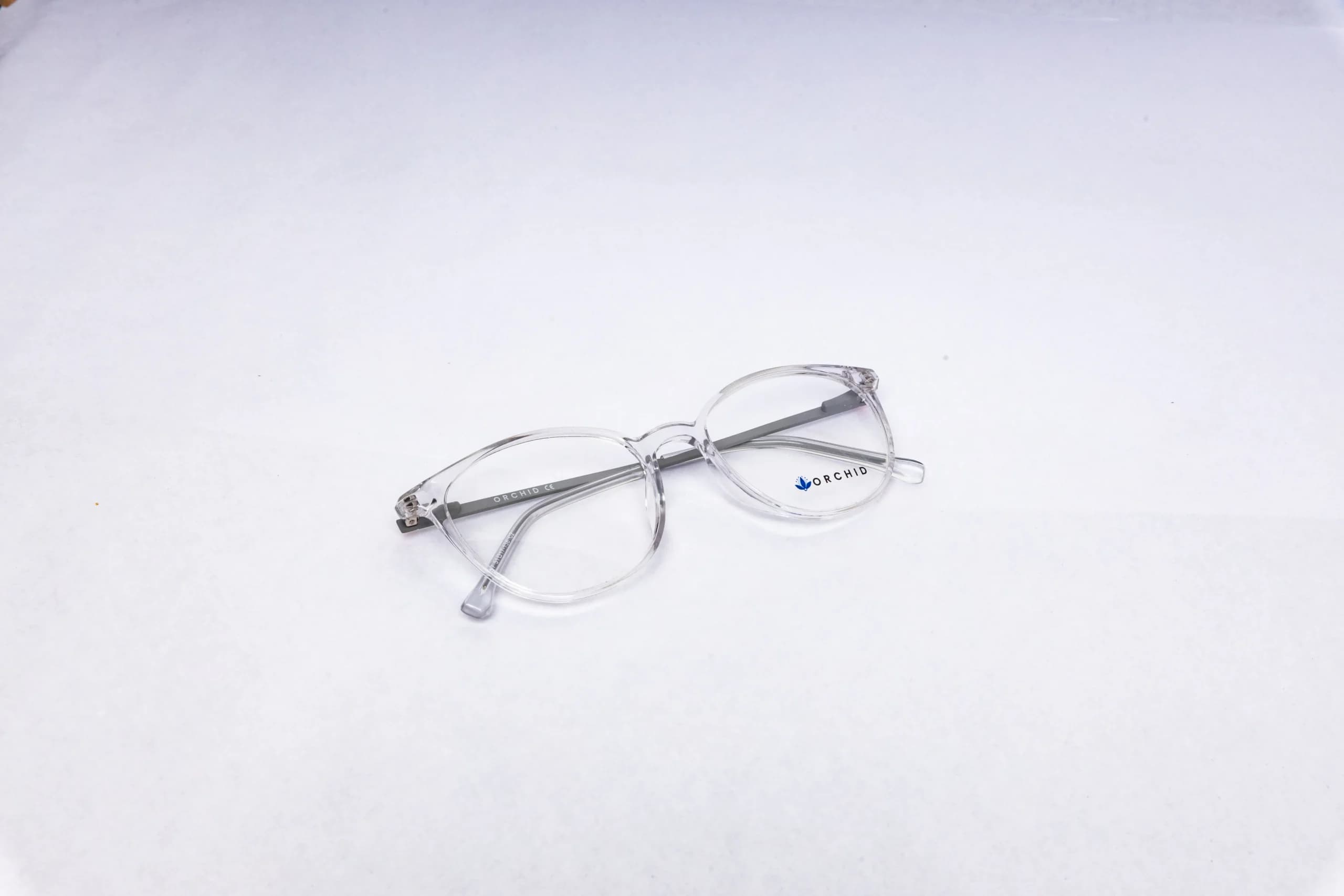 Orchid transparent square eyeglasses side angle lightweight frame