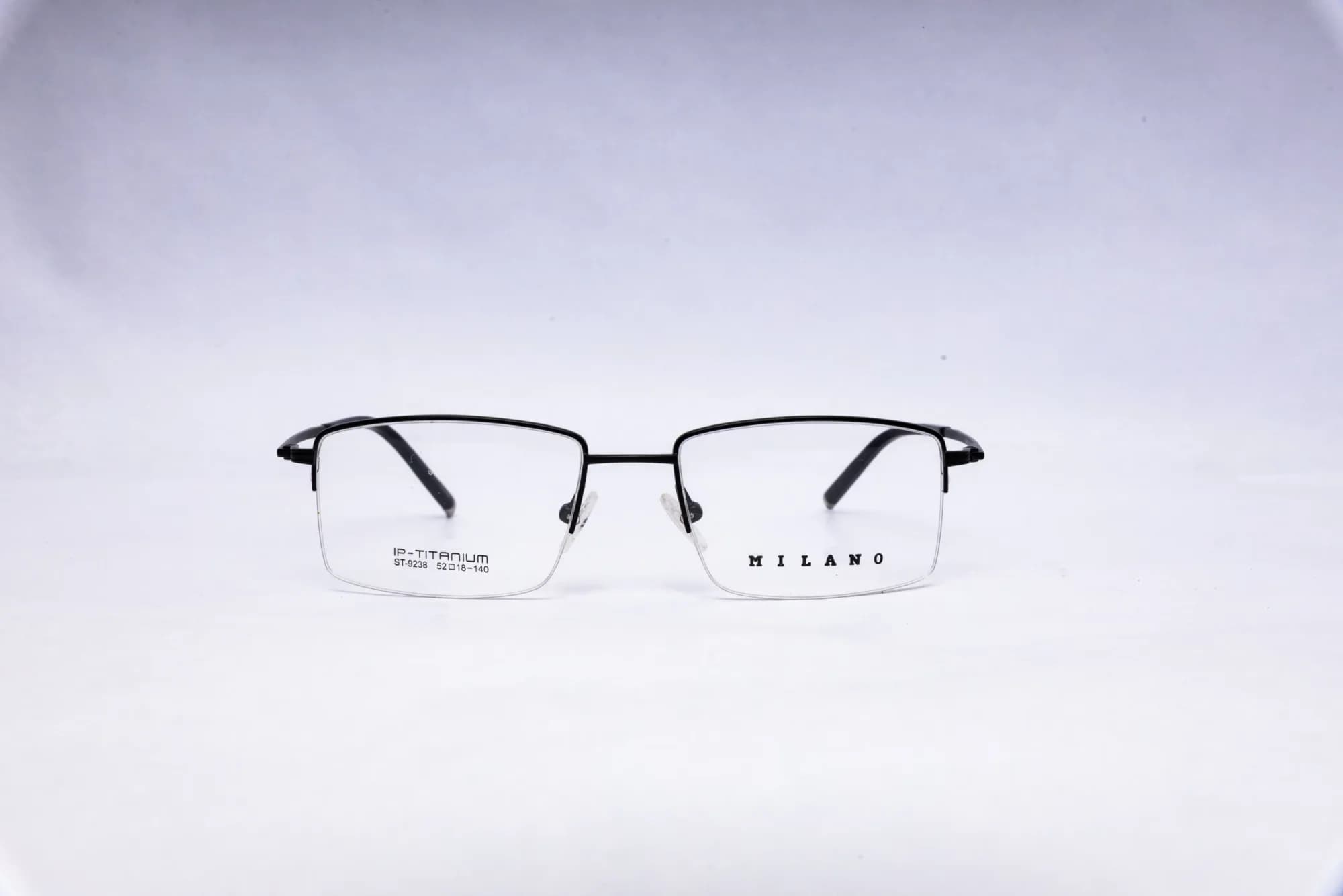Milano Rectangular Brown Titanium Eyeglasses - front view