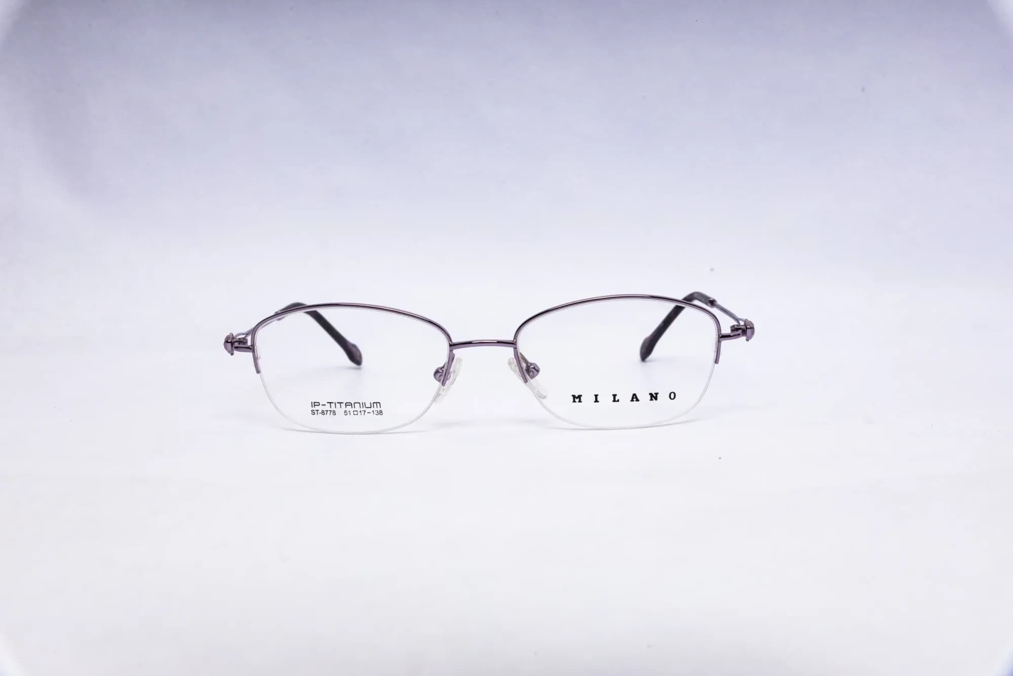 Milano Rectangular Purple Light-Weight Titanium Eyeglasses - front view