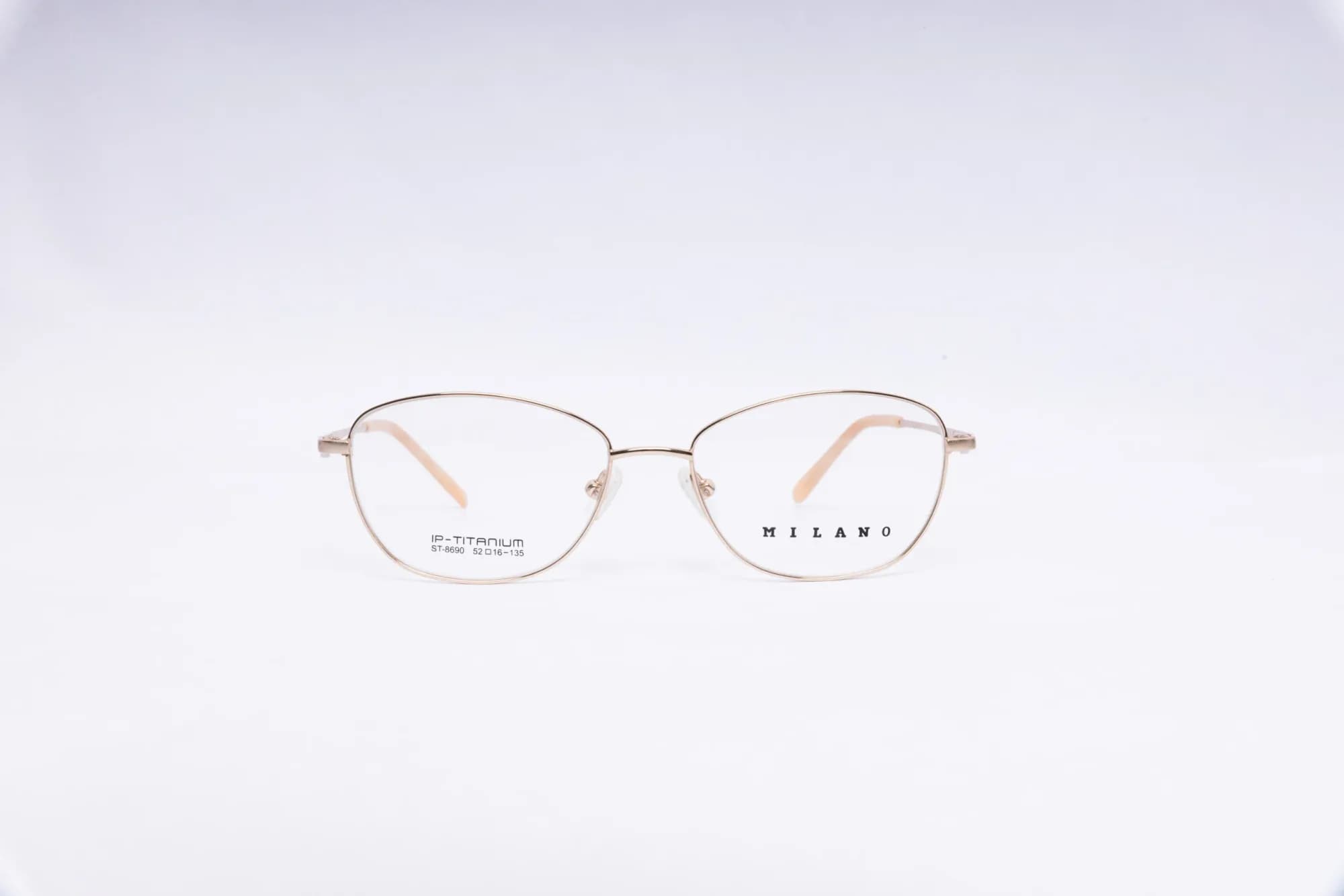 Milano Rimless Oval Rose Gold Titanium Eyeglasses - front view