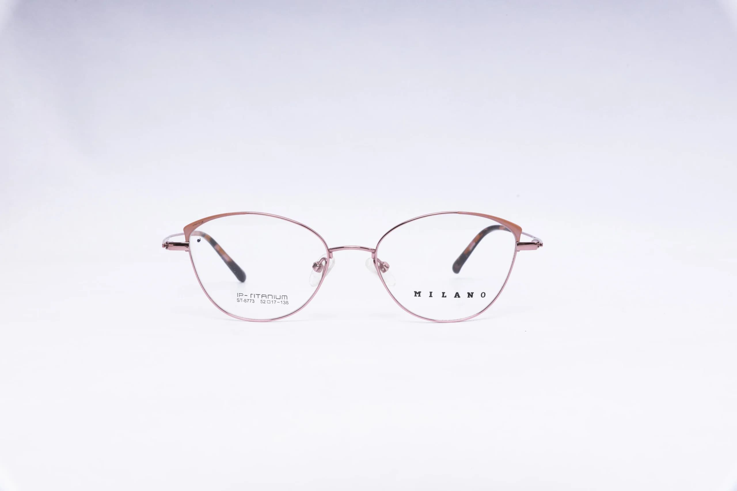 Milano Cat Eye Rose Gold Titanium Eyeglasses - front view
