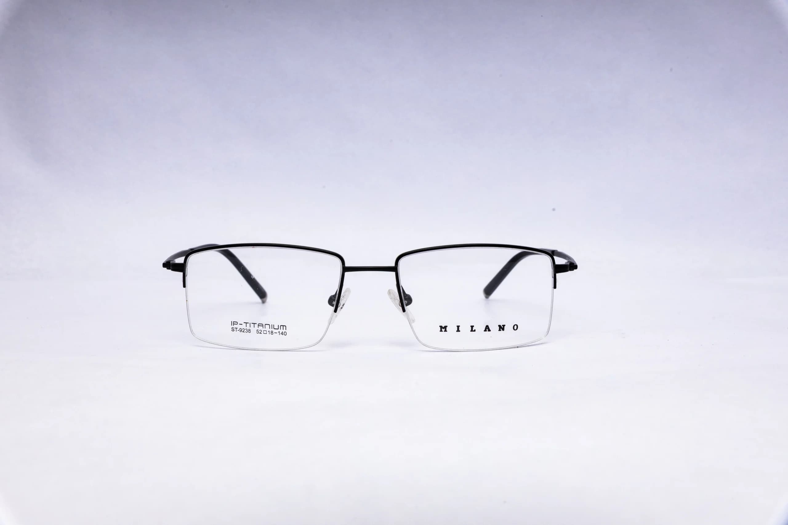 Milano Rectangular Black Titanium Eyeglasses - front view