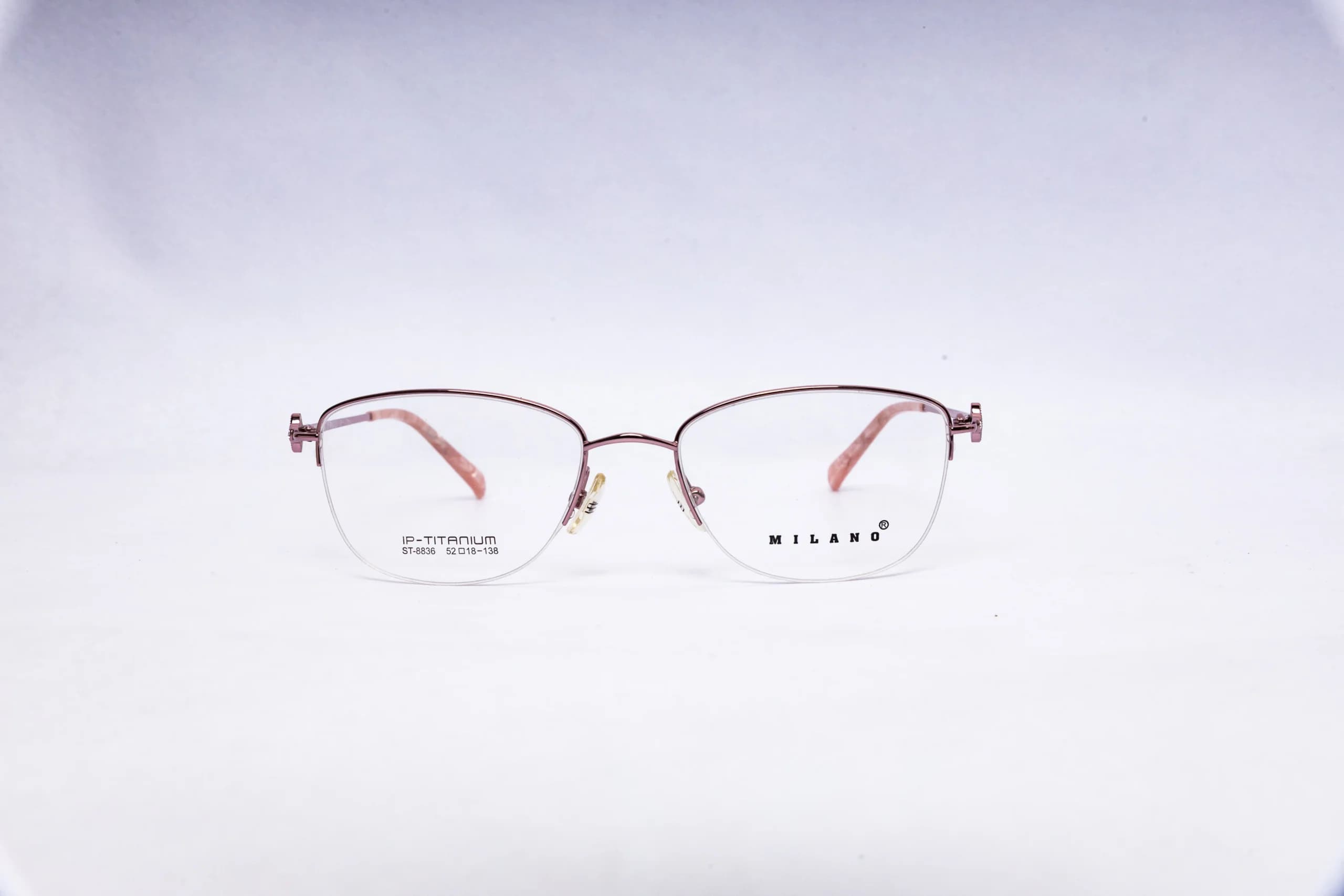 Milano Square Rose Gold Titanium Eyeglasses - front view