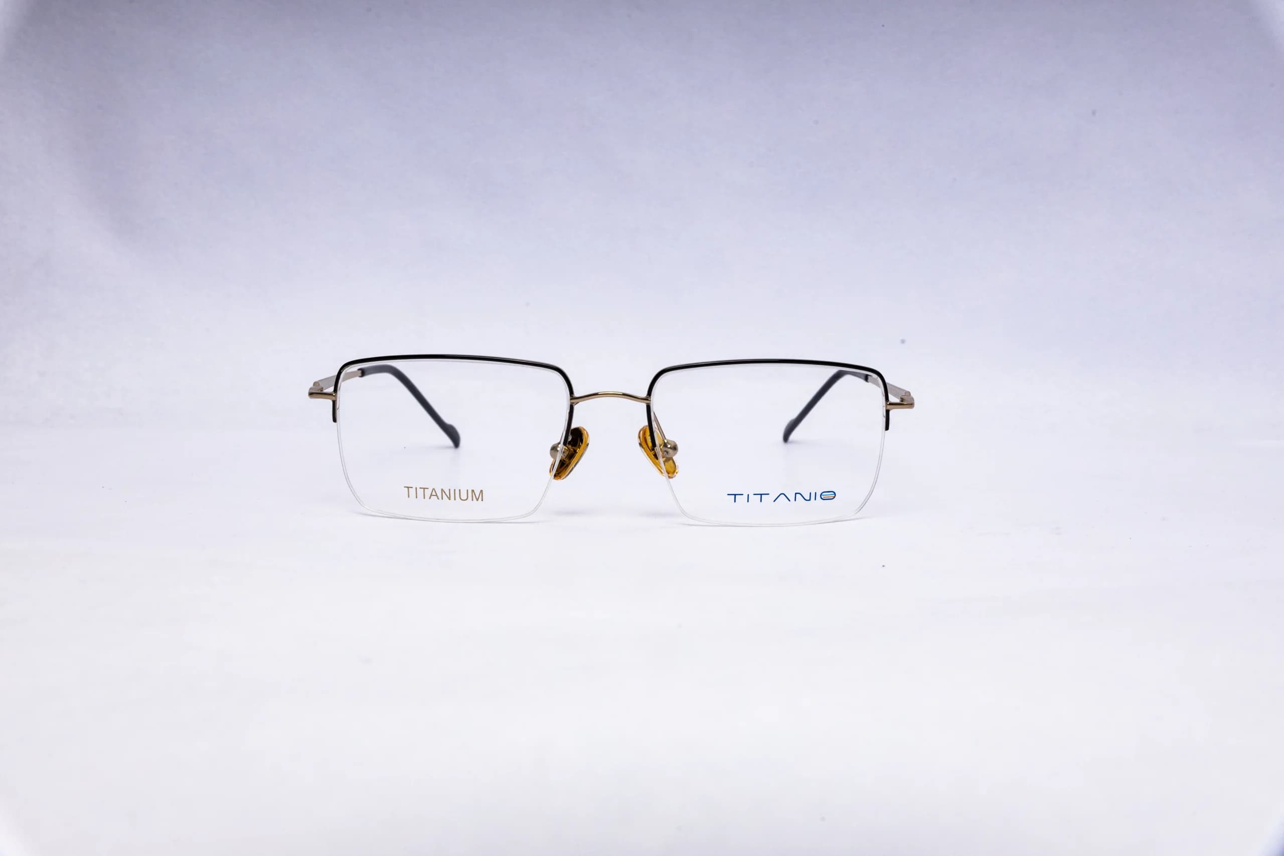 Titanio Rectangular Black Eyeglasses - front view