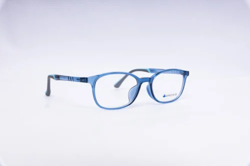 Orchid blue square eyeglasses side angle lightweight plastic frame Image 4 – Straight Product View