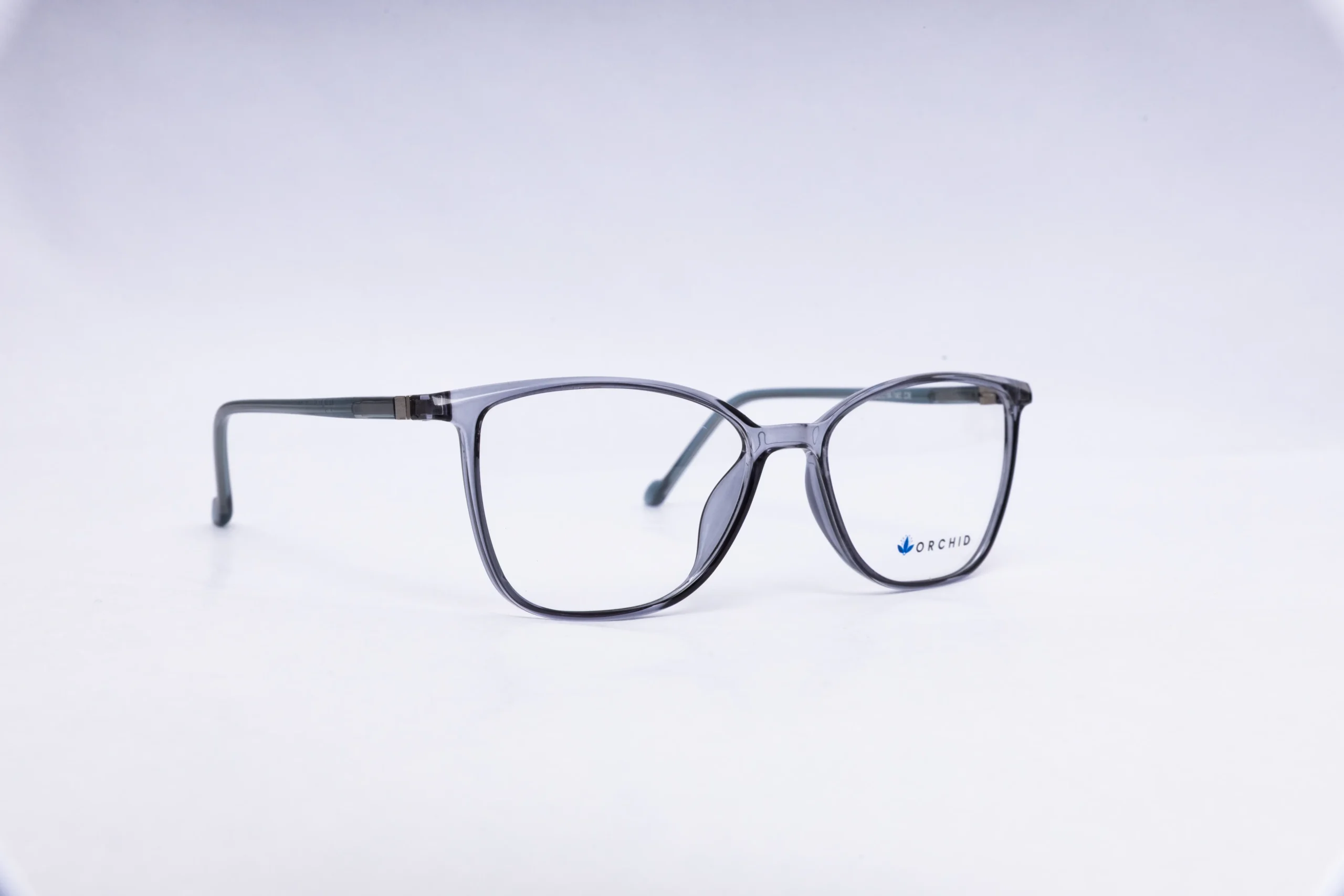 Orchid transparent grey optical frames side angle
