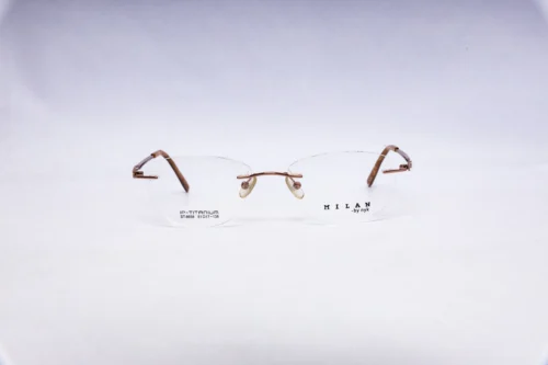 Milano Cat Eye Golden Titanium Eyeglasses - front view