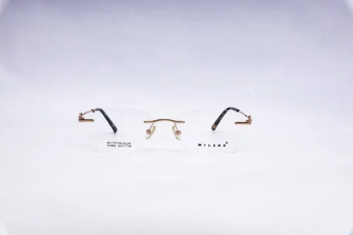 MILANO Rimless Oval Blue Titanium Eyeglasses - front view