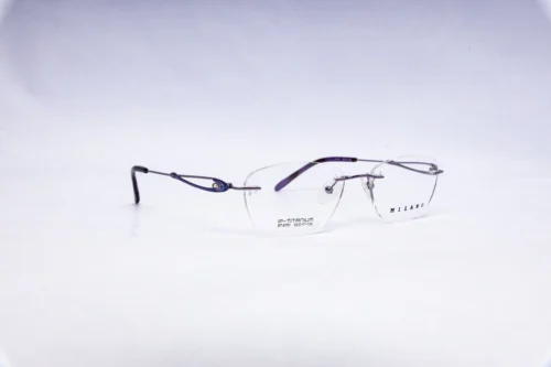 MILANO Rimless Oval Crystal Clear Titanium Eyeglasses - front view