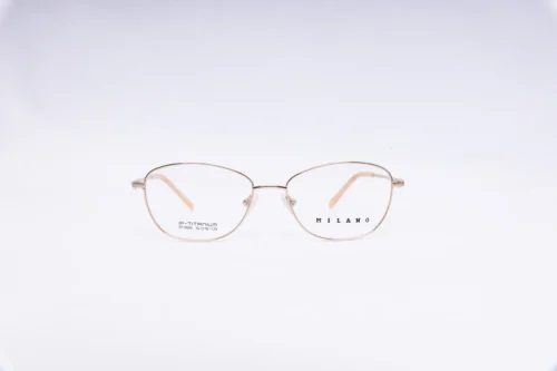 Milano Rimless Round Rose Gold Titanium Eyeglasses - front view