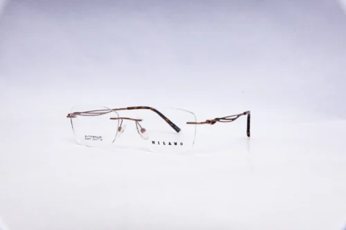 Milano Rimless Square Rose Gold Titanium Eyeglasses - front view