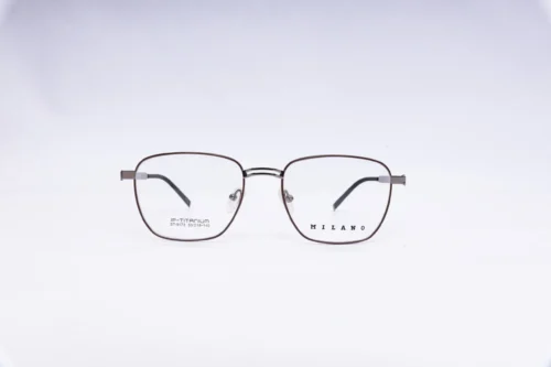 Milano Stylish Square Black Titanium Eyeglasses - front view
