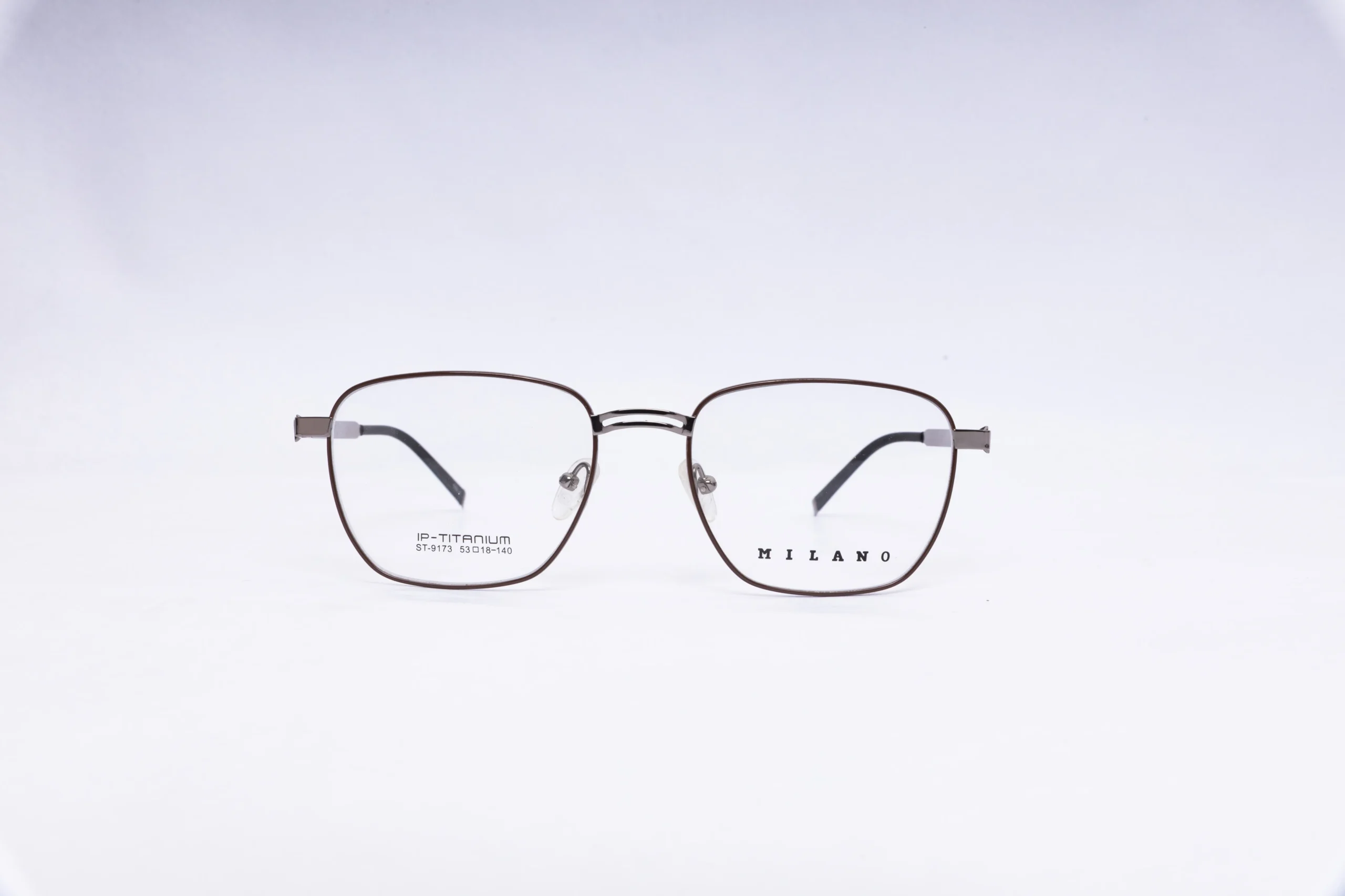 Milano Stylish Square Black Titanium Eyeglasses - front view