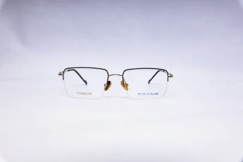Titanio Rectangular Black Eyeglasses - front view